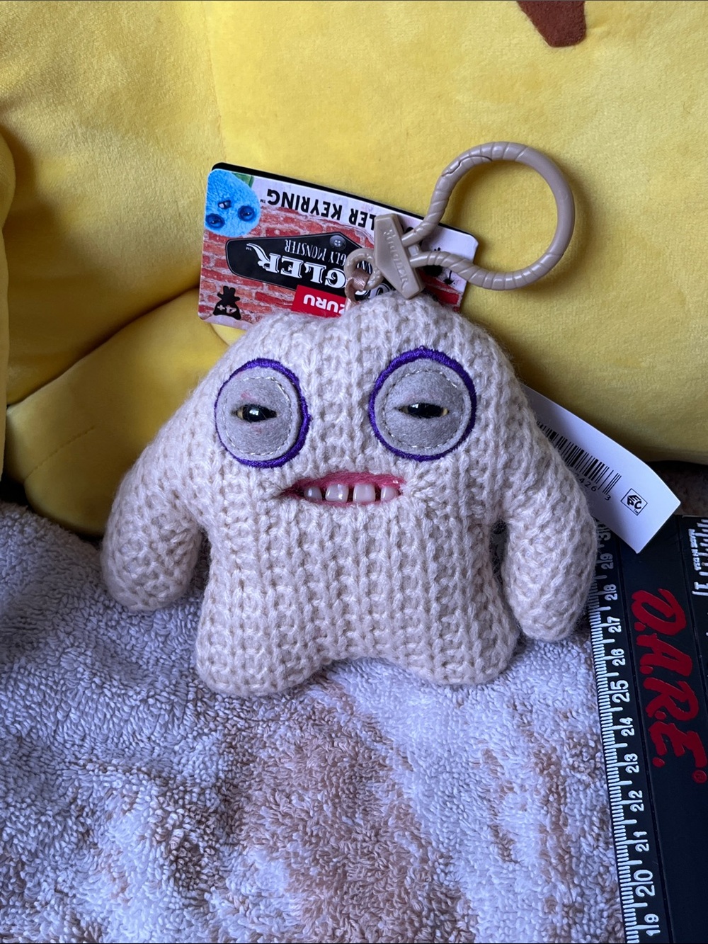 Knit Cream Monster Key & Card Holder by